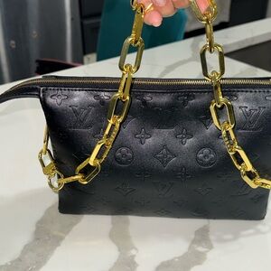 Louis Vuitton Black Shoulder Bag with Gold Chain